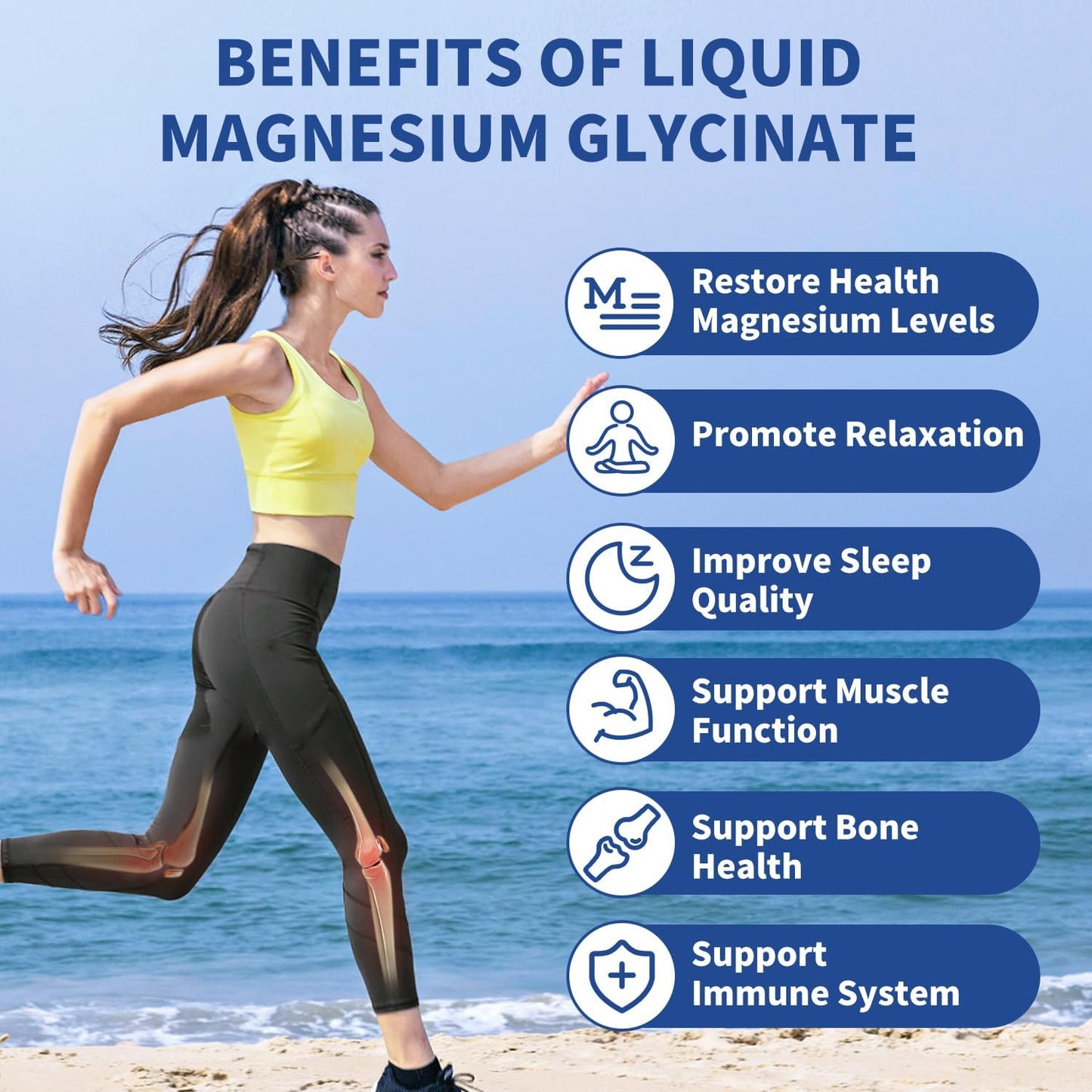 Vegan Magnesium Glycinate Liquid Drops 1500mg - Bone & Cognitive Support - Mixed Jam Flavor - 30-Day Supply