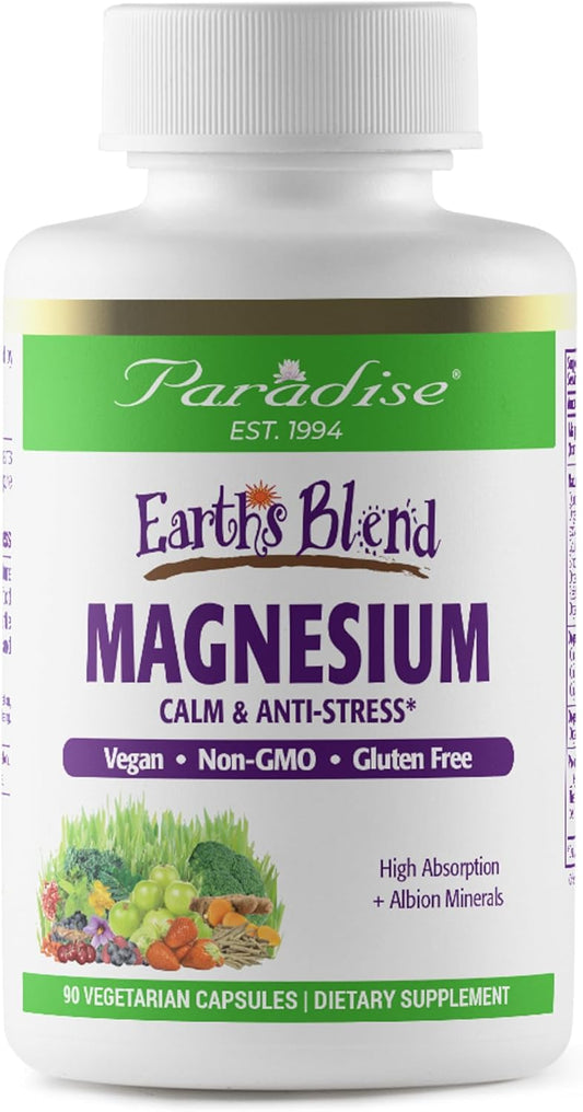 Vegan Magnesium Supplement for Stress Relief, Sleep, Heart Health - 90 Vegetarian Capsules by Paradise Herbs