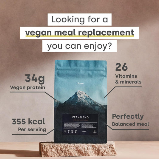 Vegan Meal Replacement Shake with High Protein & Fiber - Form Peakblend, 26 Vitamins & Minerals, No Artificial Sweeteners, 13 Servings, 1.3kg (Chocolate Peanut)