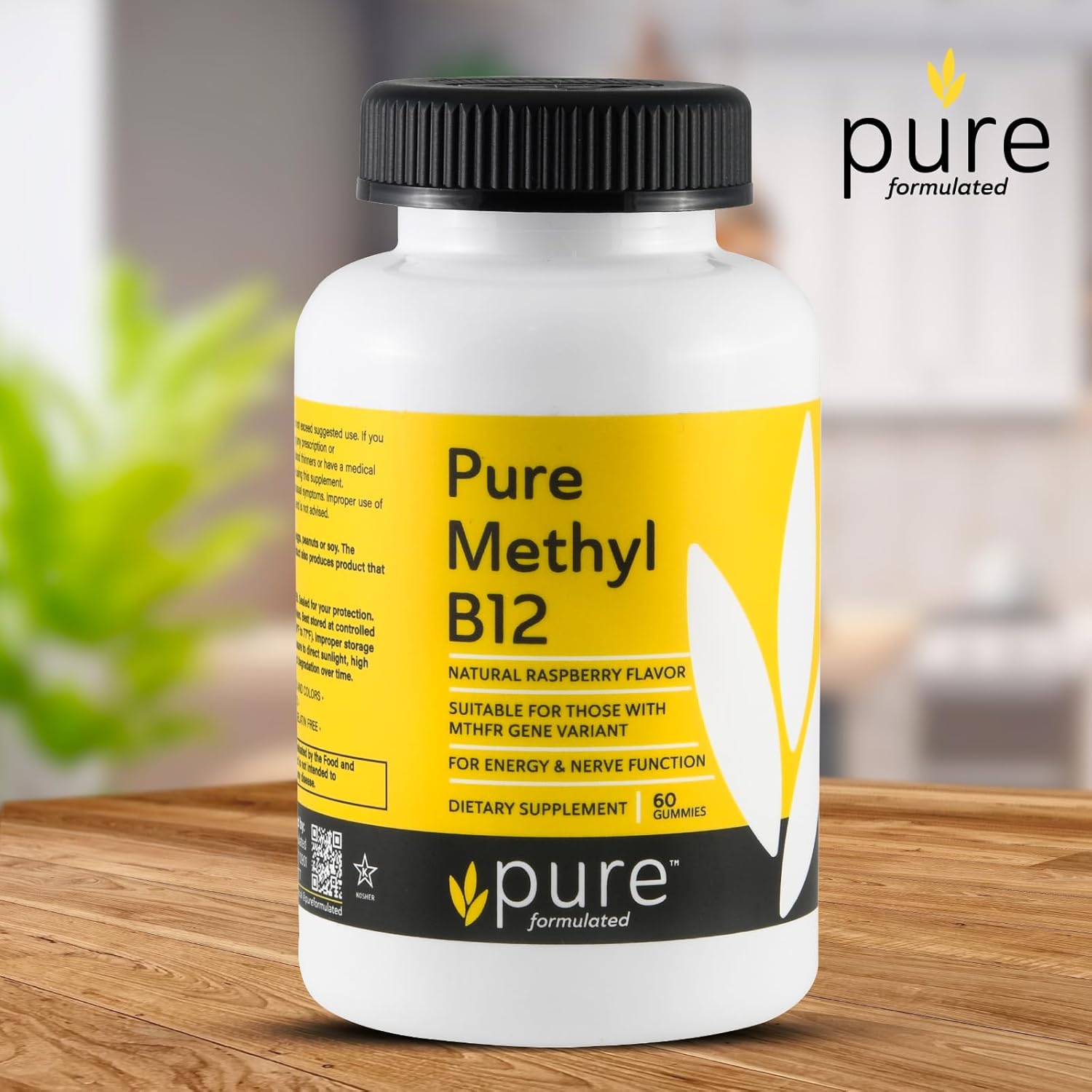 Vegan Methyl B12 Vitamin Gummies for Energy & Nerve Function - Gluten-Free, Dairy-Free, Kosher - 60 Gummies (1500 mcg)