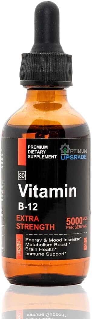 Vegan Methylcobalamin B12 Liquid Drops - 5000mcg for Energy & Metabolism - Fast-Absorbing Sublingual Vitamin - Non-GMO - 2 Oz