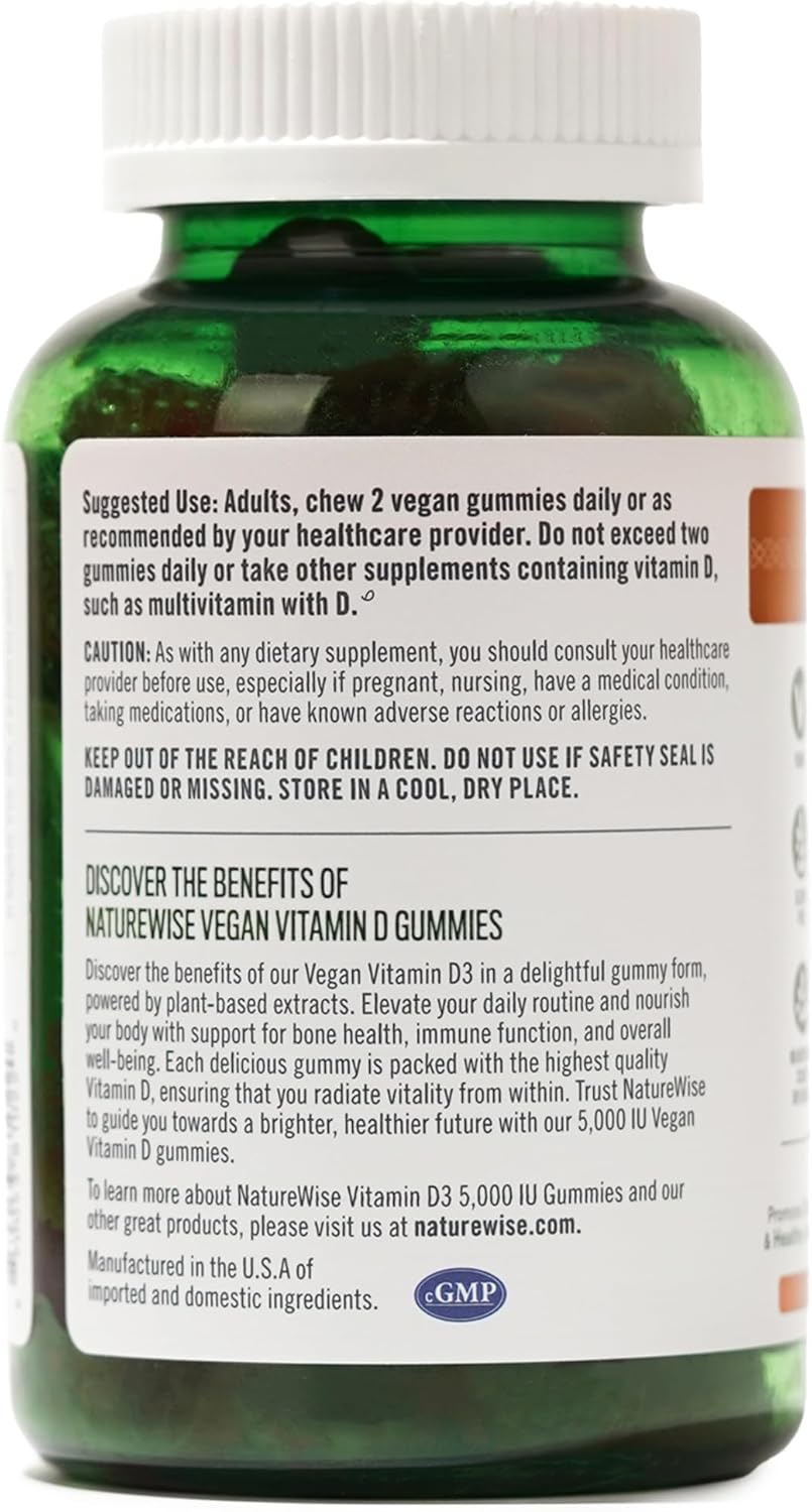 Vegan Mixed Berry Vitamin D3 Gummies for Immune Support and Bone Strength - 5000 IU - Non-GMO - Gluten Free - 90 Count