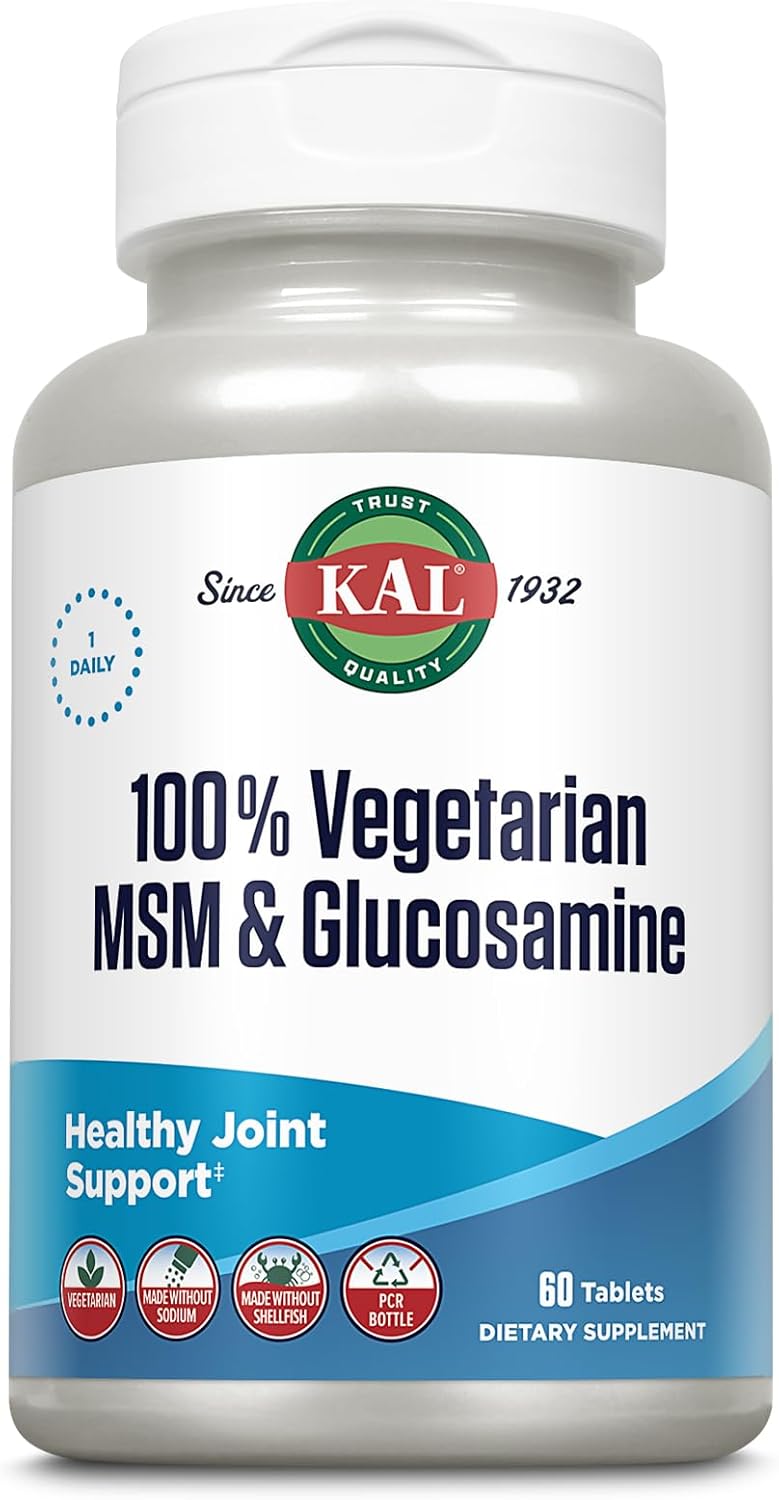 Vegan MSM & Glucosamine Supplement for Healthy Joints - 100% Vegetarian Formula - Shellfish-Free - Lab Verified - 60-Day Guarantee - 60 Tablets