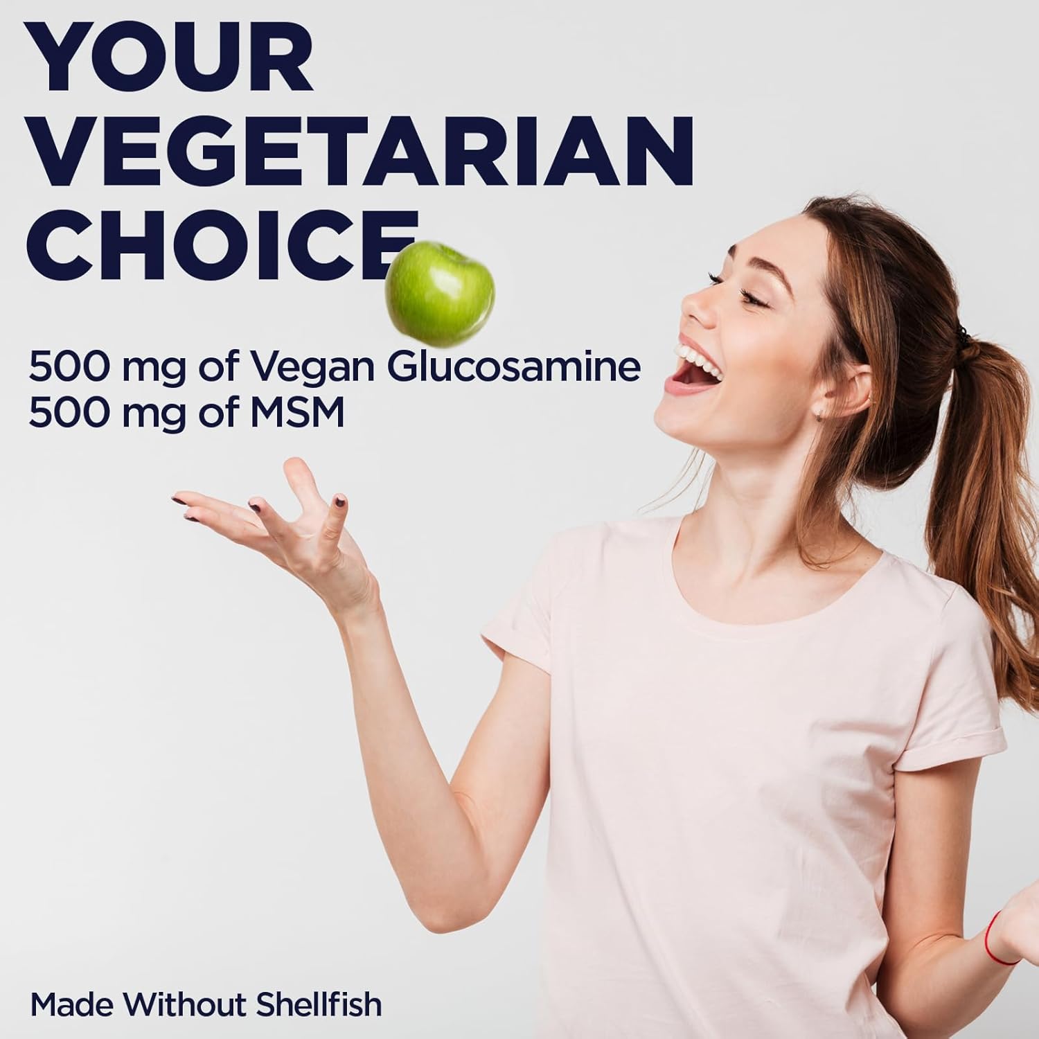 Vegan MSM & Glucosamine Supplement for Healthy Joints - 100% Vegetarian Formula - Shellfish-Free - Lab Verified - 60-Day Guarantee - 60 Tablets