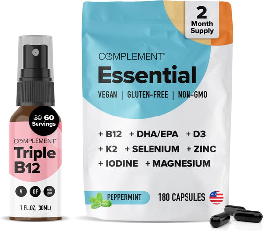 Vegan Multivitamin Bundle with Triple B12 Spray for Essential Nutrition