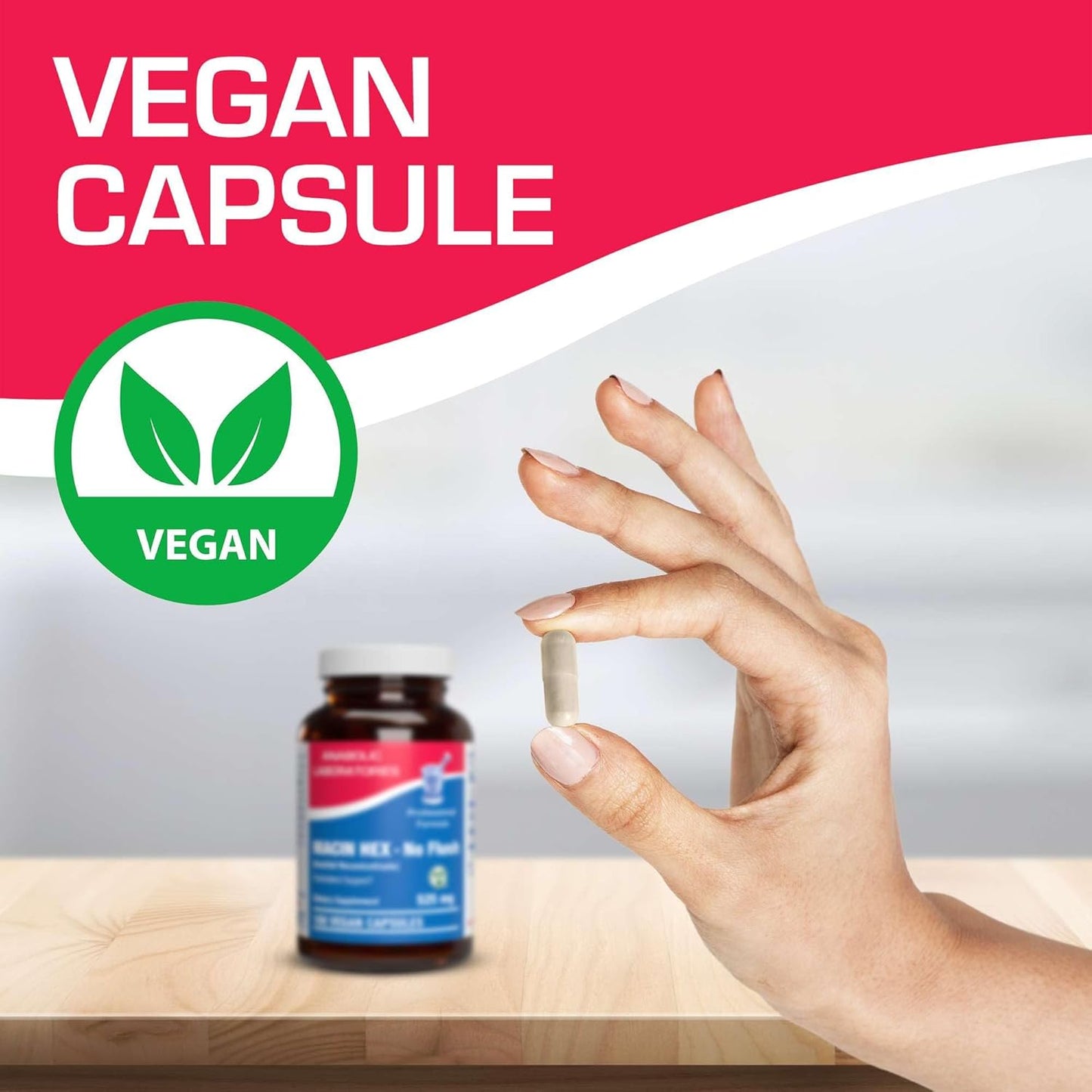 Vegan Niacinamide Supplement - 100 Capsules, 500mg Non-Flushing Niacin for Cholesterol Support