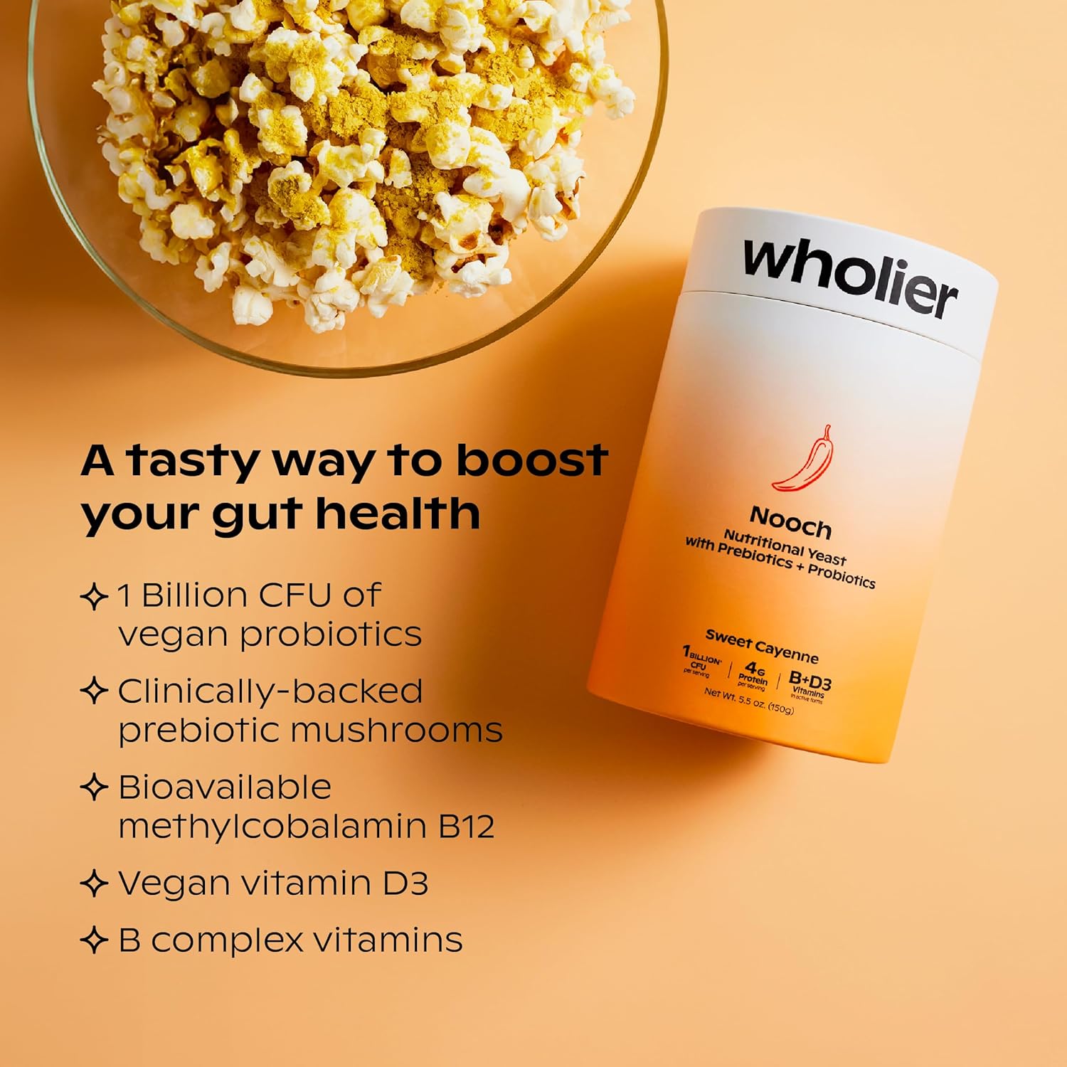 Vegan Nutritional Yeast Flakes with Prebiotics, Probiotics, B12, and D3 - 5.3 oz. (BBQ Flavor)