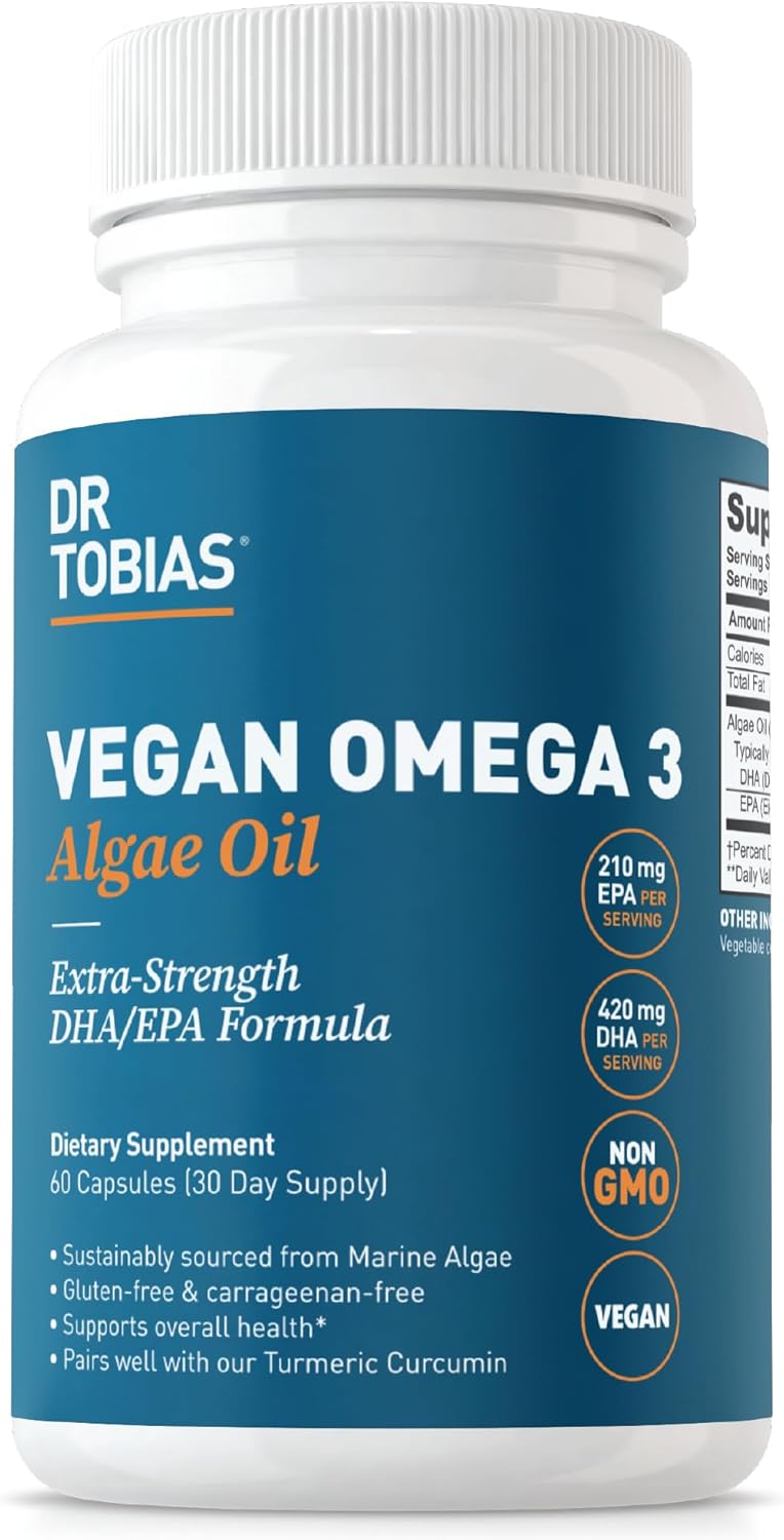 Vegan Omega 3 Algae Oil with Colon Cleanse for Digestive Health & Immune Support