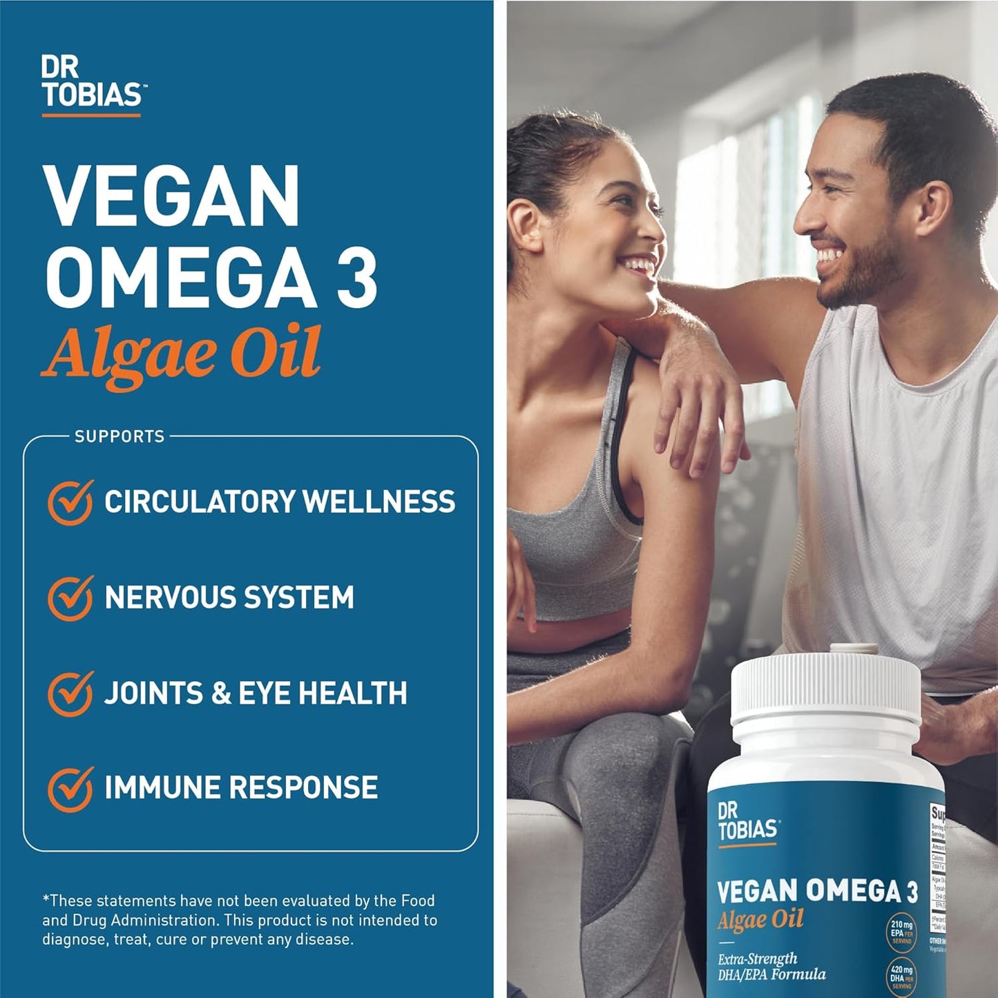 Vegan Omega 3 Algae Oil with Colon Cleanse for Digestive Health & Immune Support