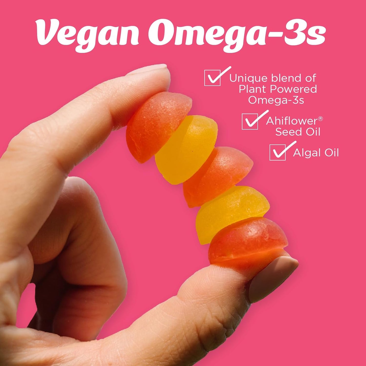 Vegan Omega-3 Gummies with DHA, ALA, SDA - Gluten Free, Watermelon Flavor - 60 Gummies by Wiley's Finest