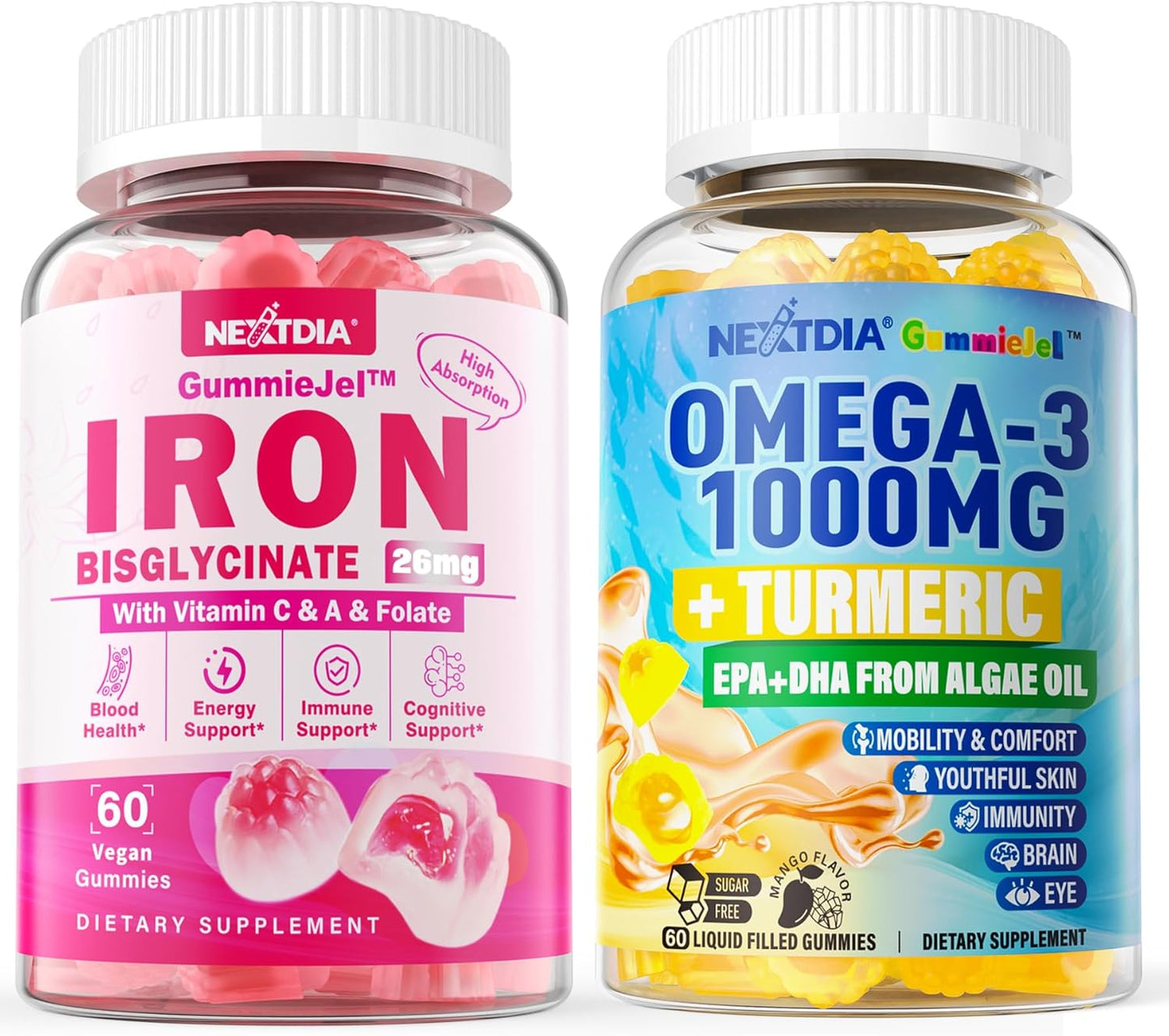 Vegan Omega-3 Gummies with Iron Bisglycinate for Nutritional Support