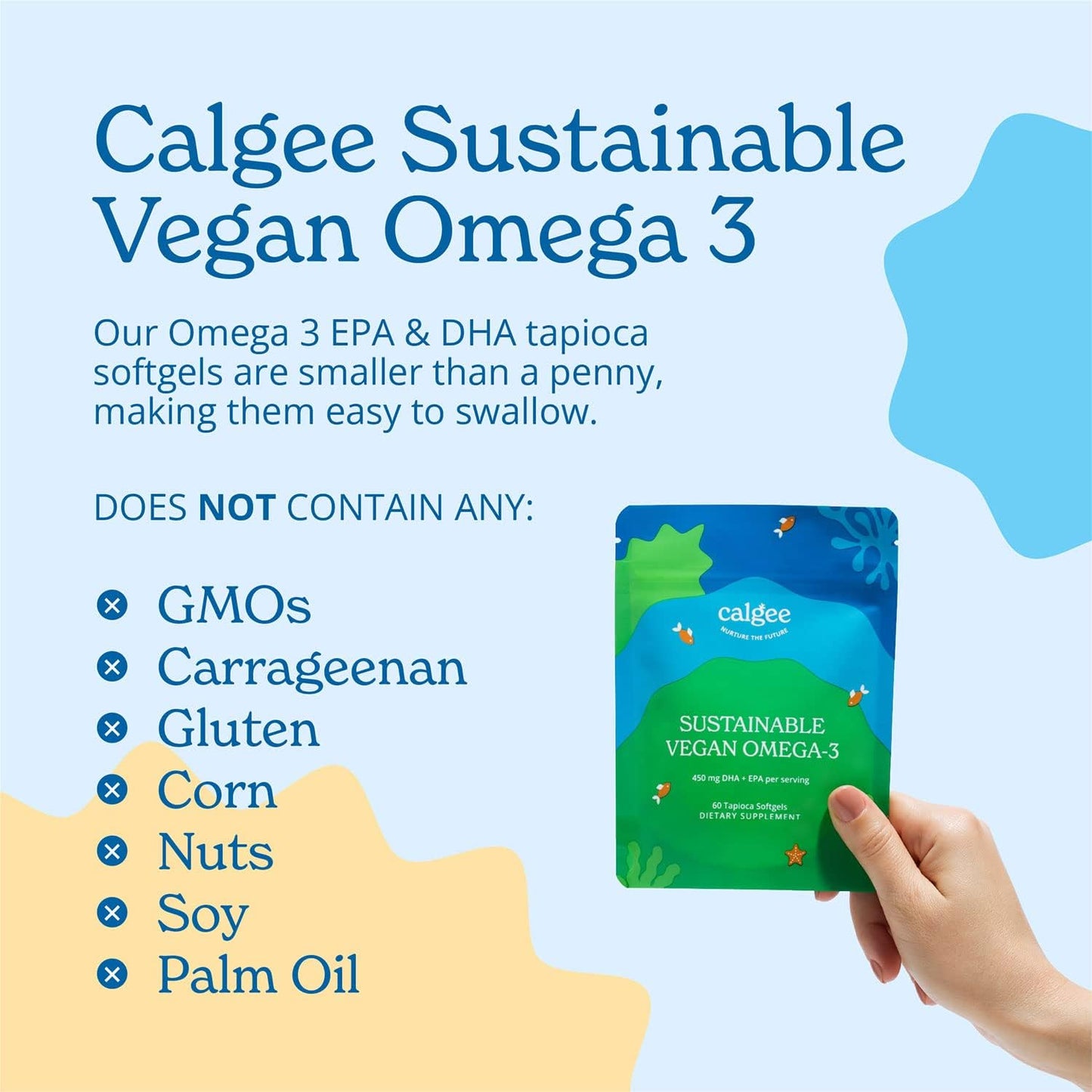 Vegan Omega 3 Supplement with DHA & EPA Fatty Acids from Sustainable Algae Oil - Plant-Based Alternative to Fish Oil - 60 Carrageenan-Free Softgels