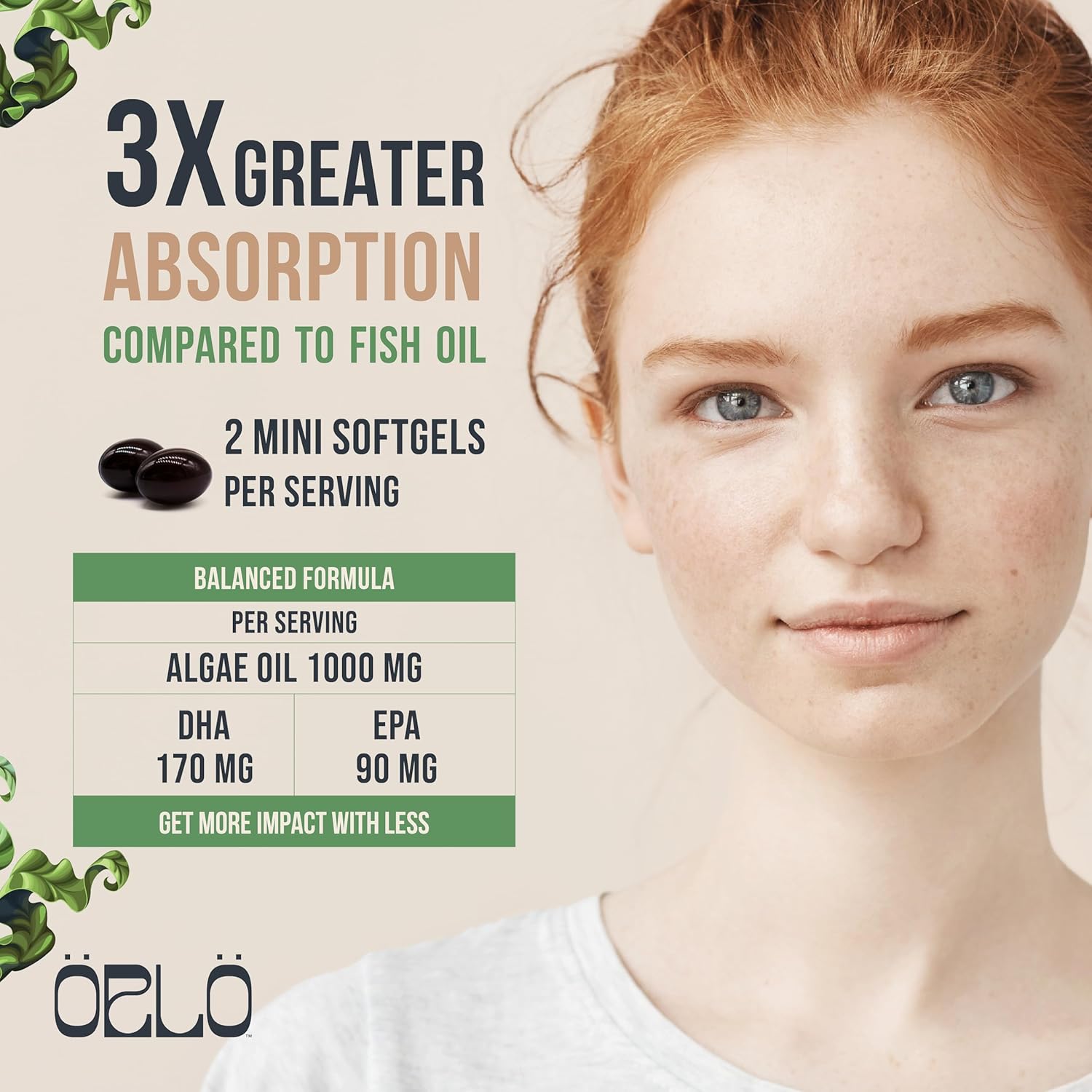 Vegan Omega 3 Supplement with Triple Strength Plant Based DHA & EPA Fatty Acids - Algae Omega-3 Oil - Sustainable Krill or Fish Oil Alternative - 120 Mini Softgels Kit