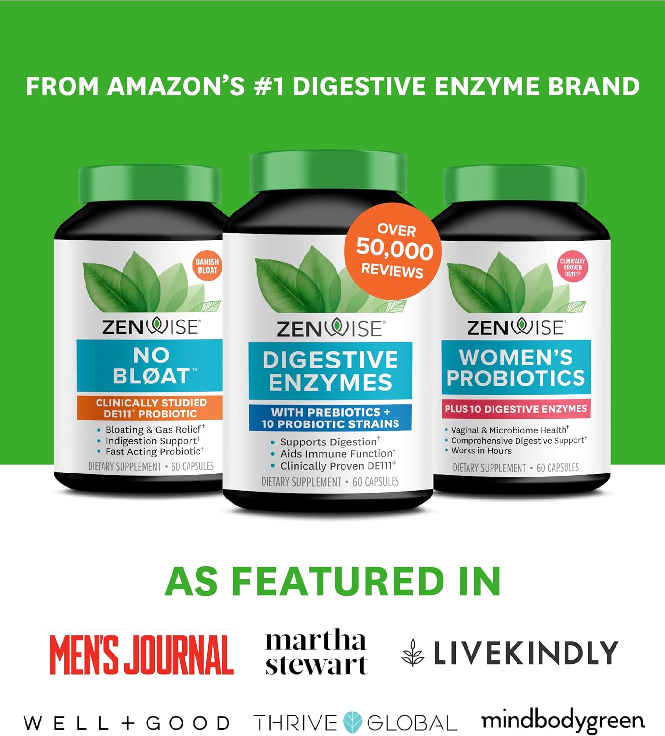 Vegan Omega Digestive Enzymes with Free Travel Tin by Zenwise Health