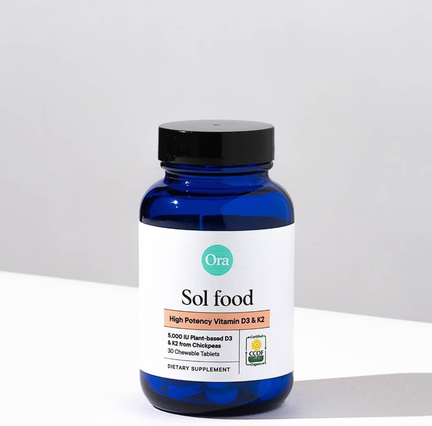 Vegan Ora Organic Vitamin D3 5000IU + K2 Chewable Tablets for Bone Health, Immune Support & Mood - 30 Day Supply - BoostGo Australia