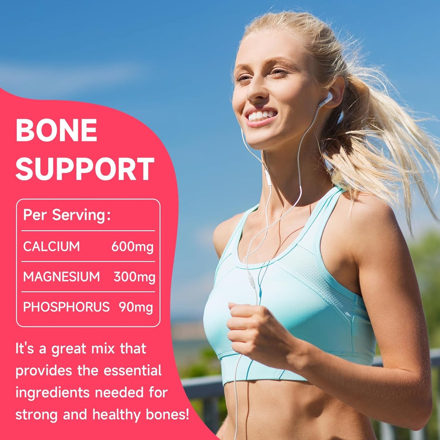 Vegan Peach Flavored Calcium Gummies with Vitamin D3, Magnesium, and Zinc for Bone & Immune Support - 60 Count