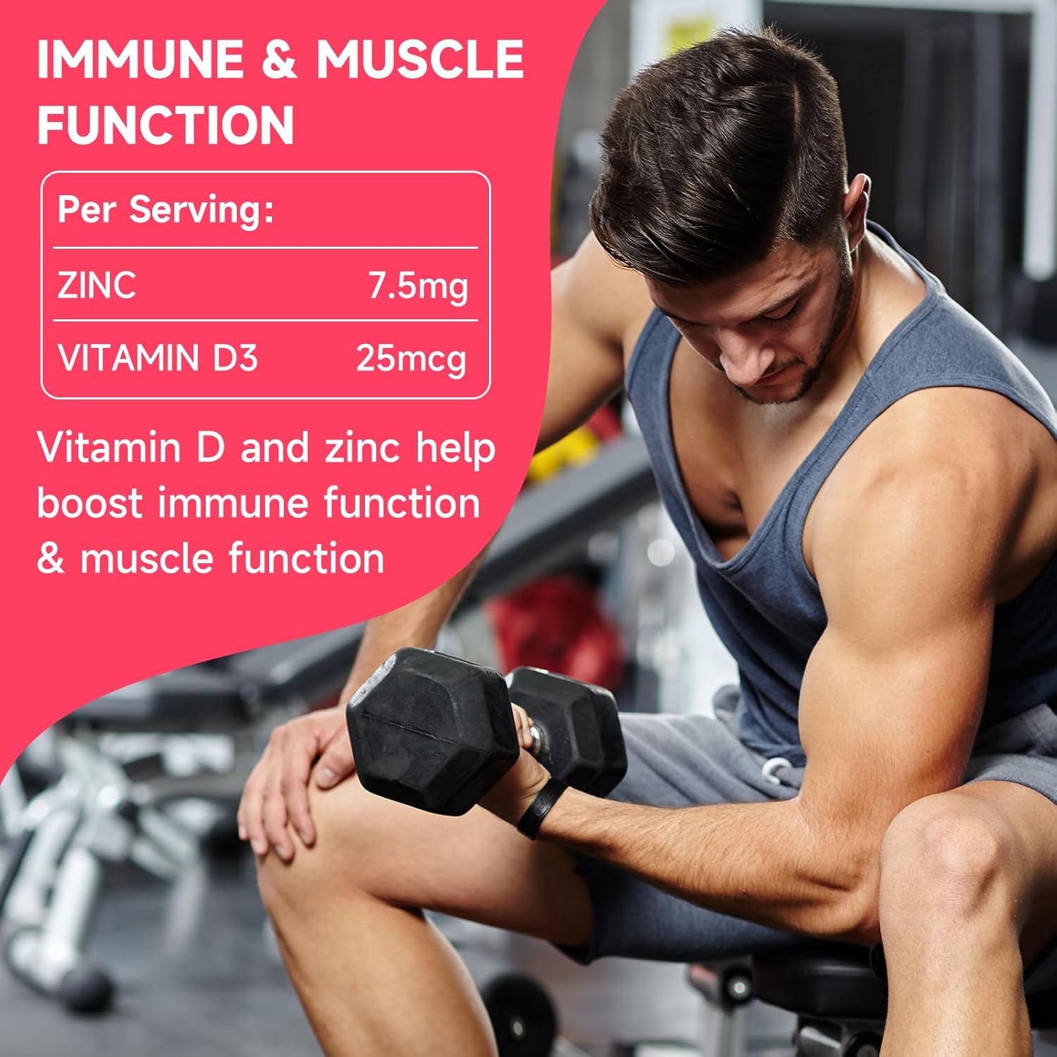 Vegan Peach Flavored Calcium Gummies with Vitamin D3, Magnesium, and Zinc for Bone & Immune Support - 60 Count