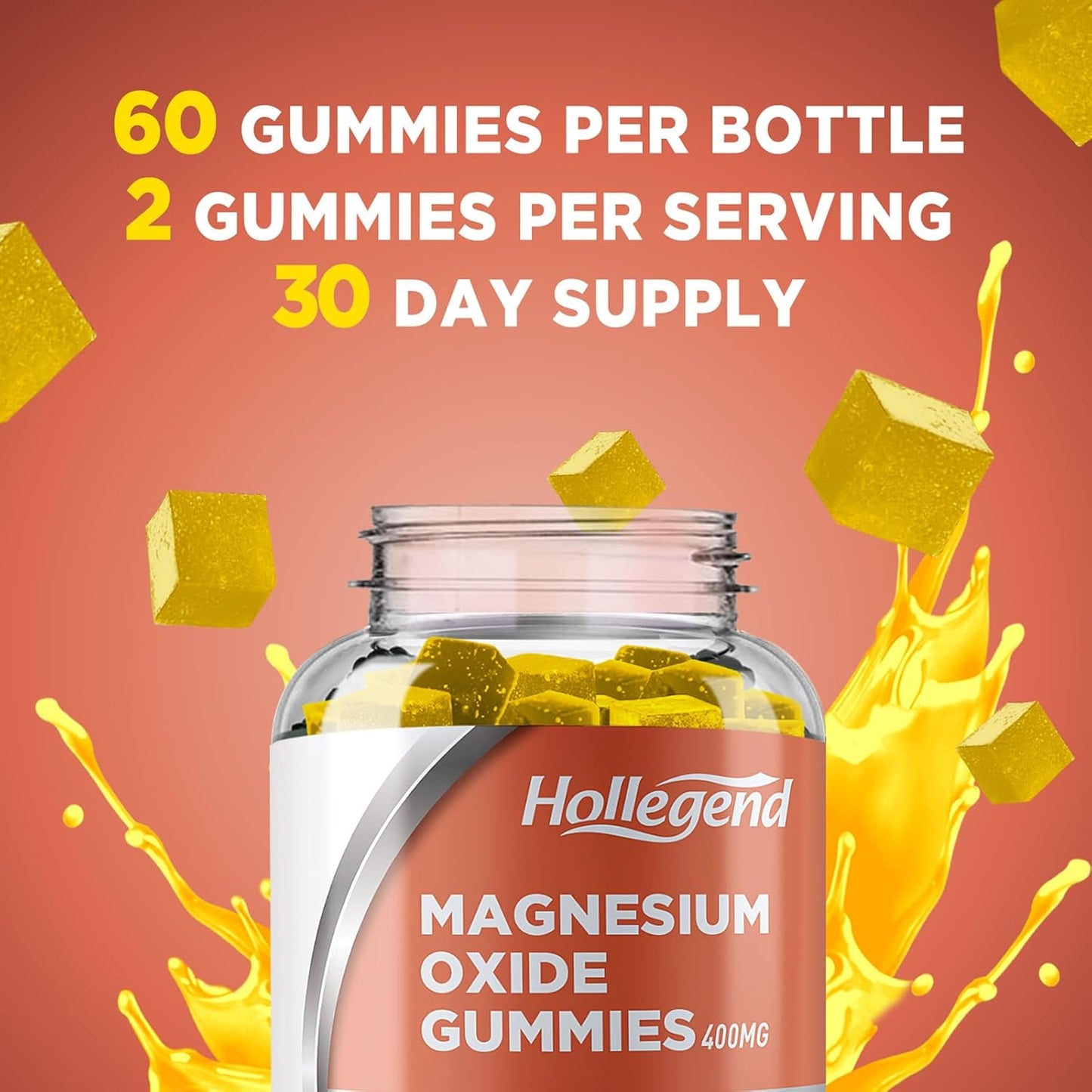 Vegan Pineapple Flavored Magnesium Oxide 400mg Gummies for Muscle, Nerve, and Heart Health - 120 Count