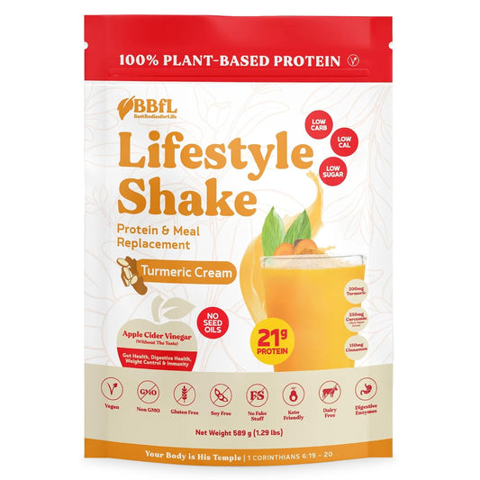 Vegan Plant-Based Protein Powder with Digestive Enzymes, 21g Protein, Meal Replacement Shakes, Turmeric Curcumin Cream - 15 Servings