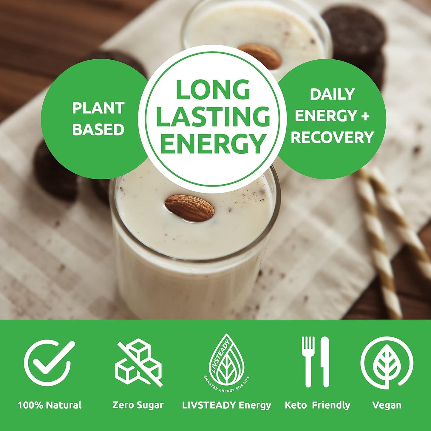 Vegan Plant Protein Powder with 20g Pea Protein, Amino Acids, and BCCAs - Keto-Friendly Vanilla Blend - 12 Servings