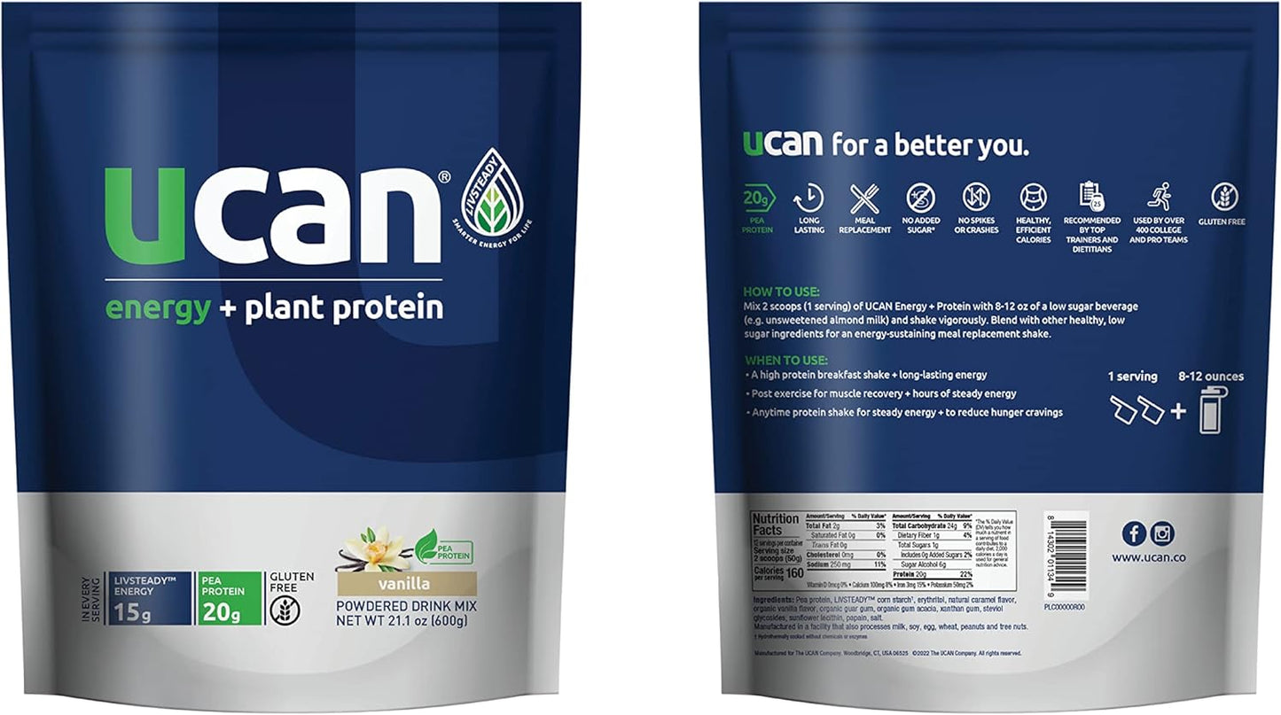Vegan Plant Protein Powder with 20g Pea Protein, Amino Acids, and BCCAs - Keto-Friendly Vanilla Blend - 12 Servings