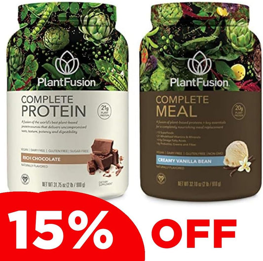 Vegan PlantFusion Bundle: Complete Protein & Meal, Chocolate & Vanilla, Dairy/Gluten/Soy Free, Allergy-Friendly, Digestive Enzymes, Dietary Supplement