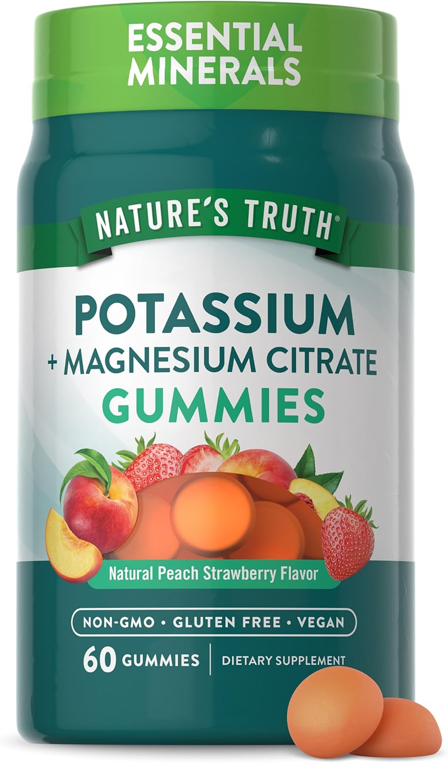 Vegan Potassium Magnesium Citrate Gummies | 60 Count | Non-GMO & Gluten Free Formula by Nature's Truth