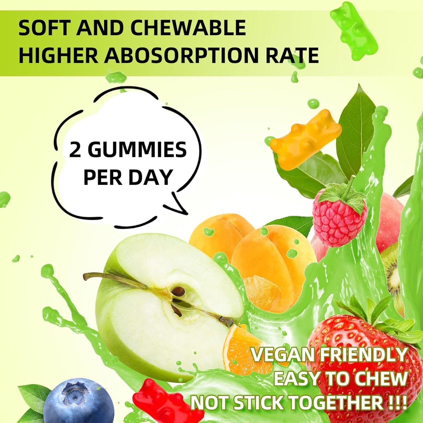 Vegan Potassium Magnesium Gummies for Adults & Kids, High Absorption Magnesium for Leg Cramps & Immune Health, Sugar-Free Mixed Flavors - 120 Count