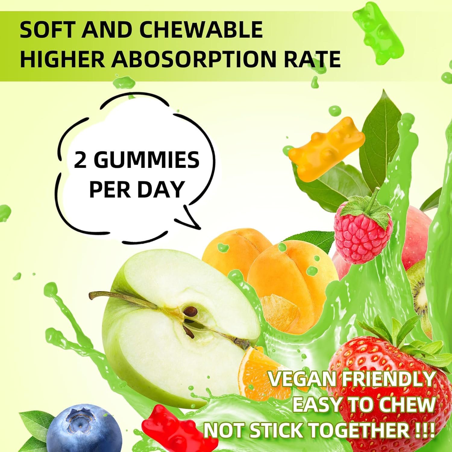 Vegan Potassium Magnesium Gummies for Adults & Kids, High Absorption Magnesium for Leg Cramps & Immune Health, Sugar-Free Mixed Flavors - 120 Count