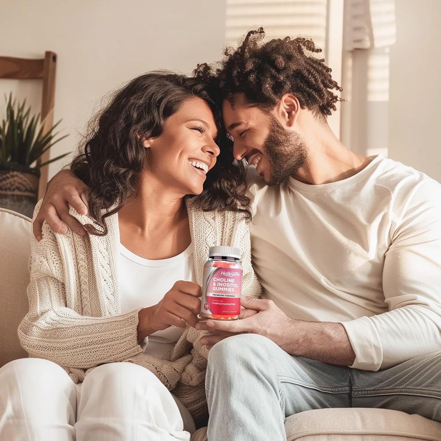 Vegan Prenatal Choline Inositol Gummies with DHA, 60 Ct, Supports Nervous System, Immune & Brain Health for Women & Kids, Chewable Supplement, Strawberry Flavor, Sugar-Free