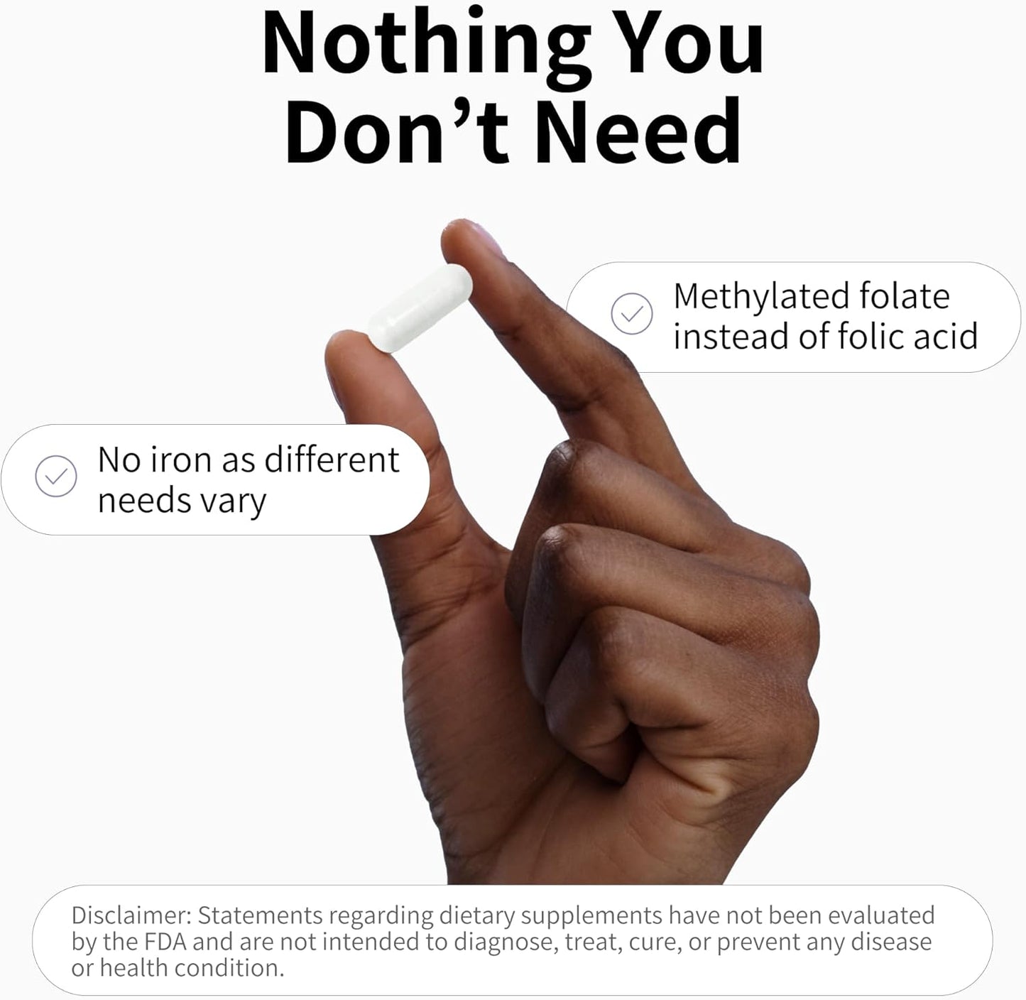 Vegan Prenatal Multi Vitamin for Pregnancy & Postpartum - Iron-Free with Methylated Folate - 90 Capsules