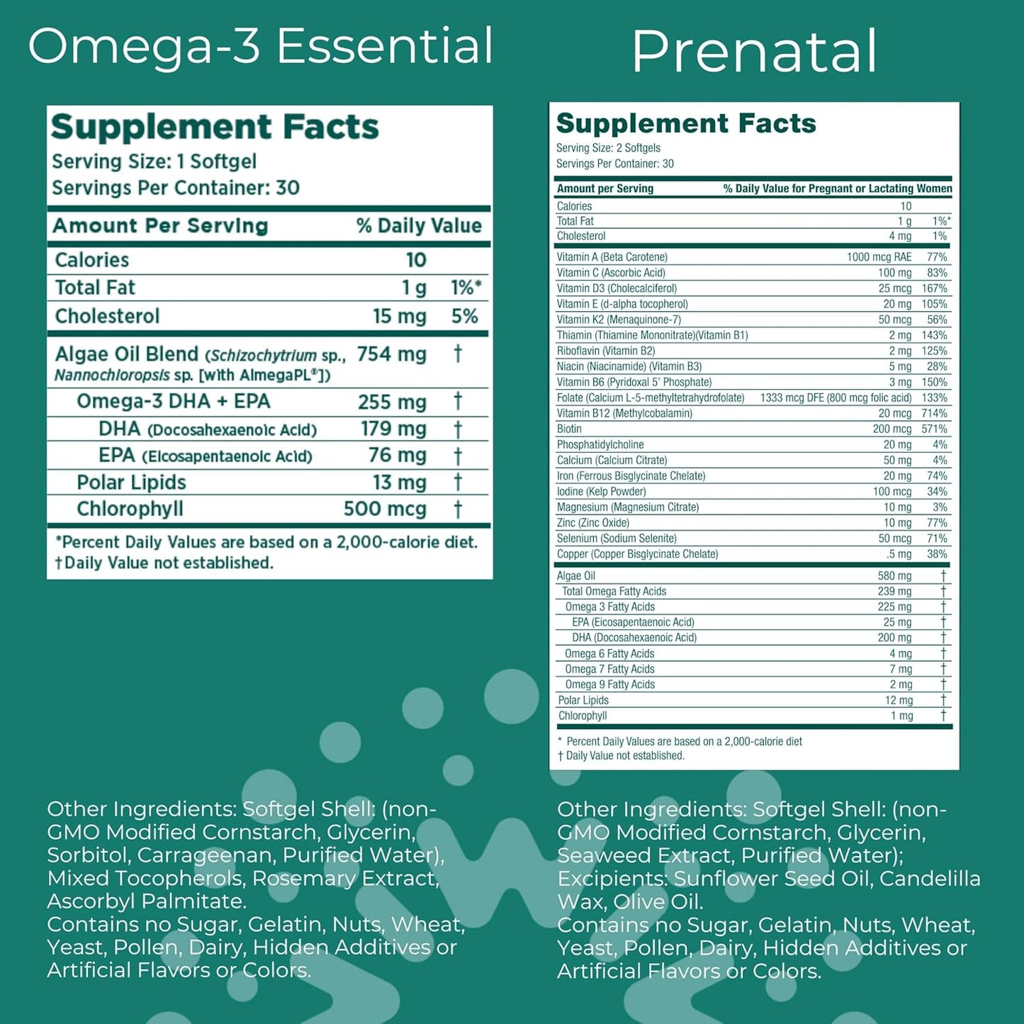 Vegan Prenatal Multivitamin Bundle with Iwi Omega-3, 30 Servings, Plant-Based Algae Omega 3, Krill & Fish Oil Alternative, No Fishy Taste