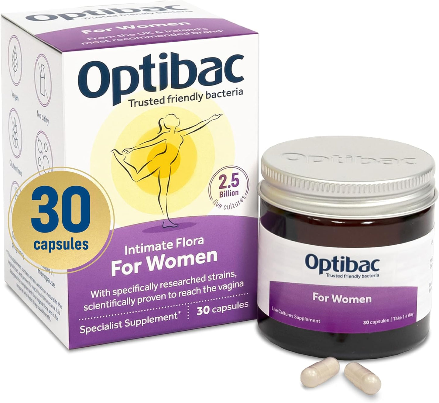 Vegan Probiotic for Women - Supports Vaginal and Urinary Tract Health - 30 Capsules