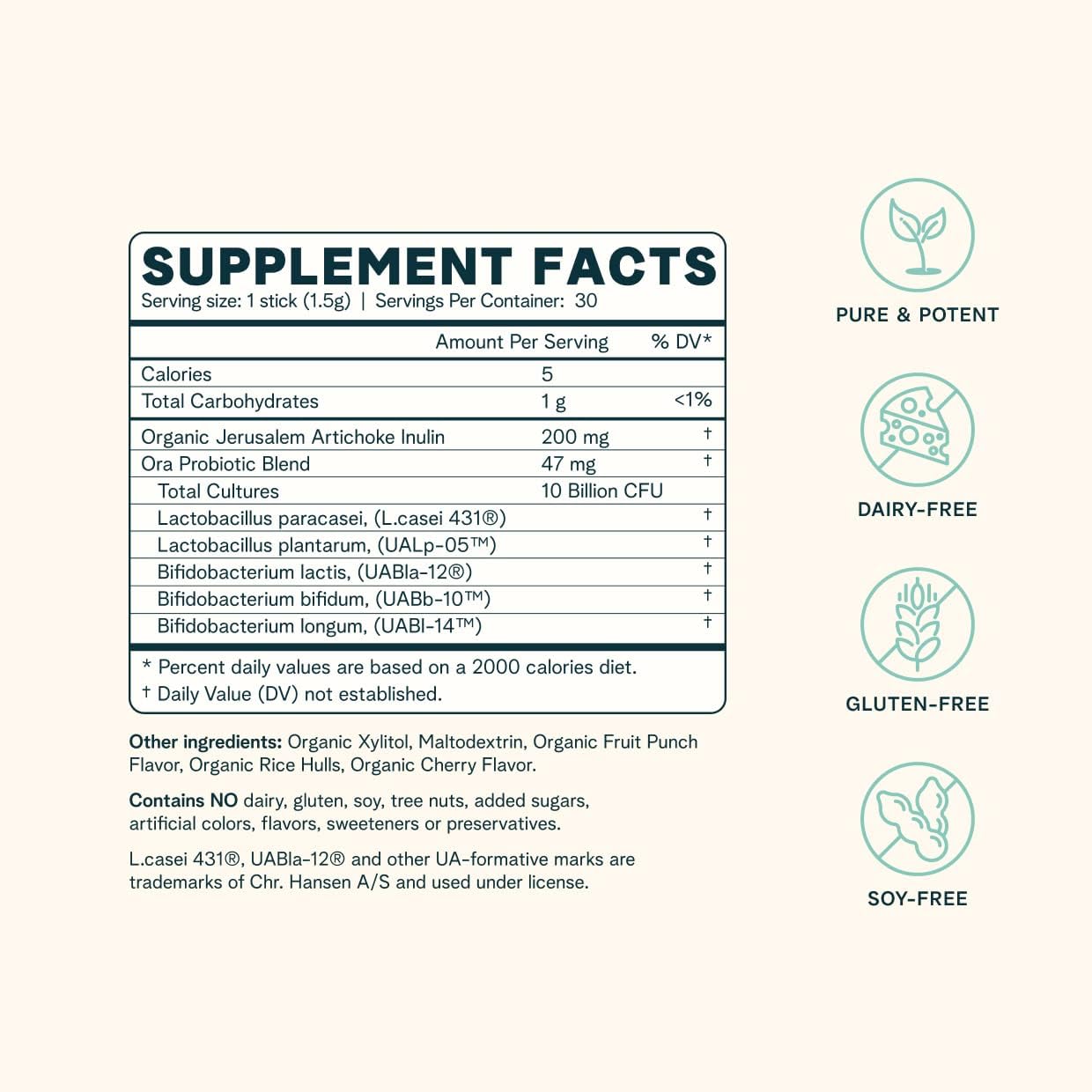 Vegan Probiotic Pixies with Prebiotics for Digestive Health - Dairy-Free & Gluten-Free, No Sugar - 30 Fast Dissolving Powder Sticks - BoostGo Australia