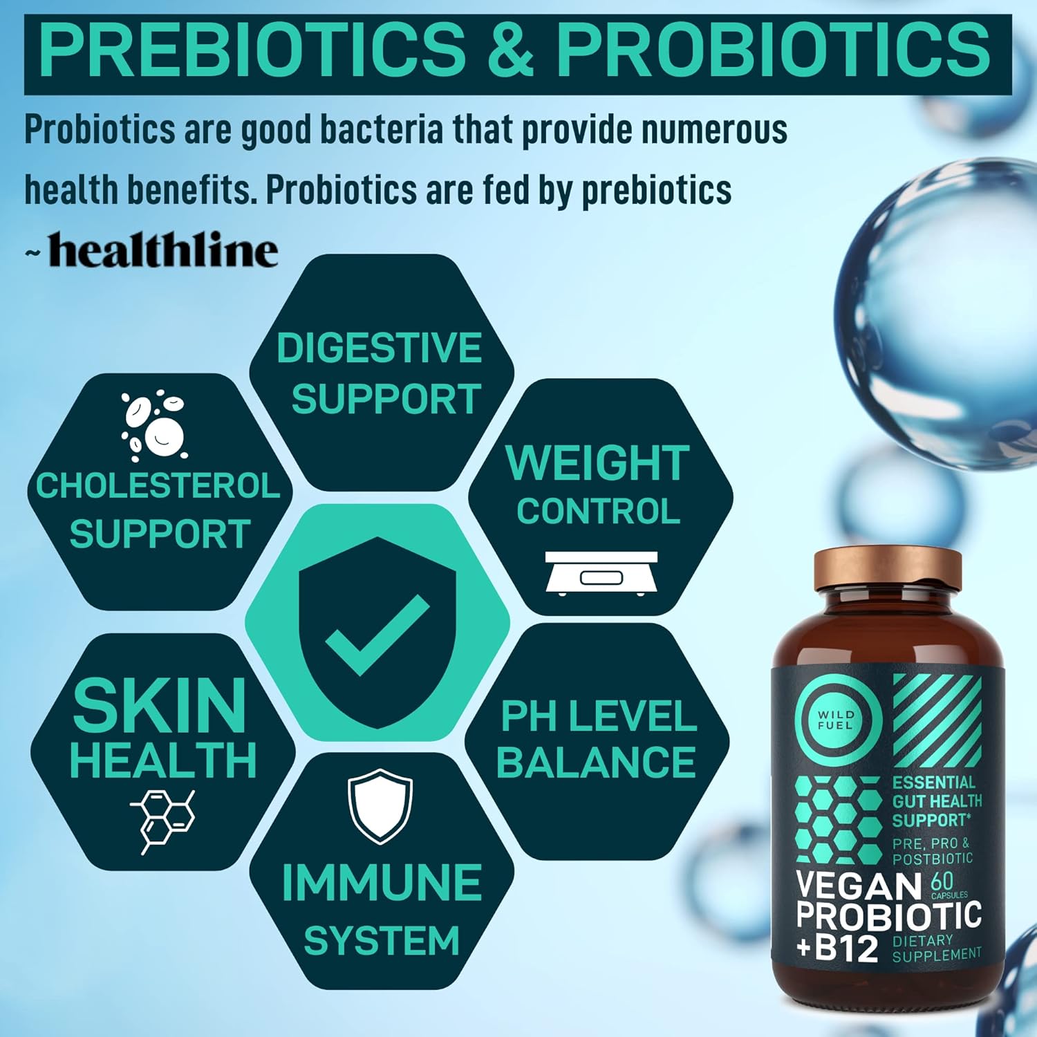 Vegan Probiotic Plus B12 - 22 Billion CFU Synbiotics for Gut Health & Mood Support - Gluten-Free Capsules for Women & Men - BoostGo Australia
