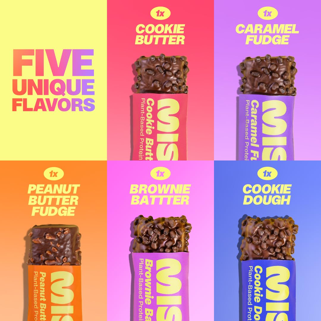 Vegan Protein Bars Variety Pack - New Recipe | Plant Based, Low Sugar & Carb, High Fiber Snacks | 5 Bars (1 of Each Flavor) for Sampling