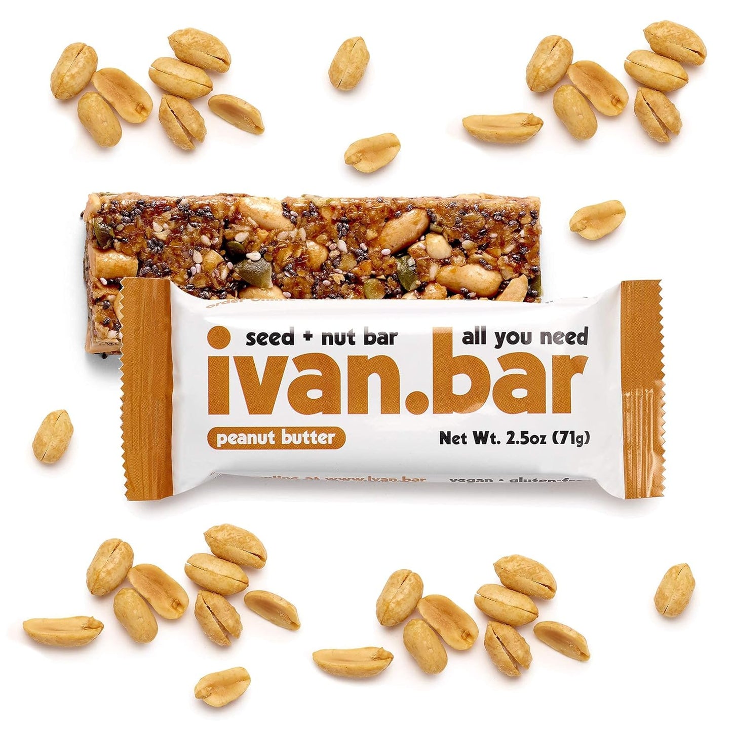 Vegan Protein Packed Energy Snack Bars with All Natural Ingredients - Peanut Butter Flavor (2.5 Ounce, Pack of 16) - Soy, Dairy, and Gluten Free