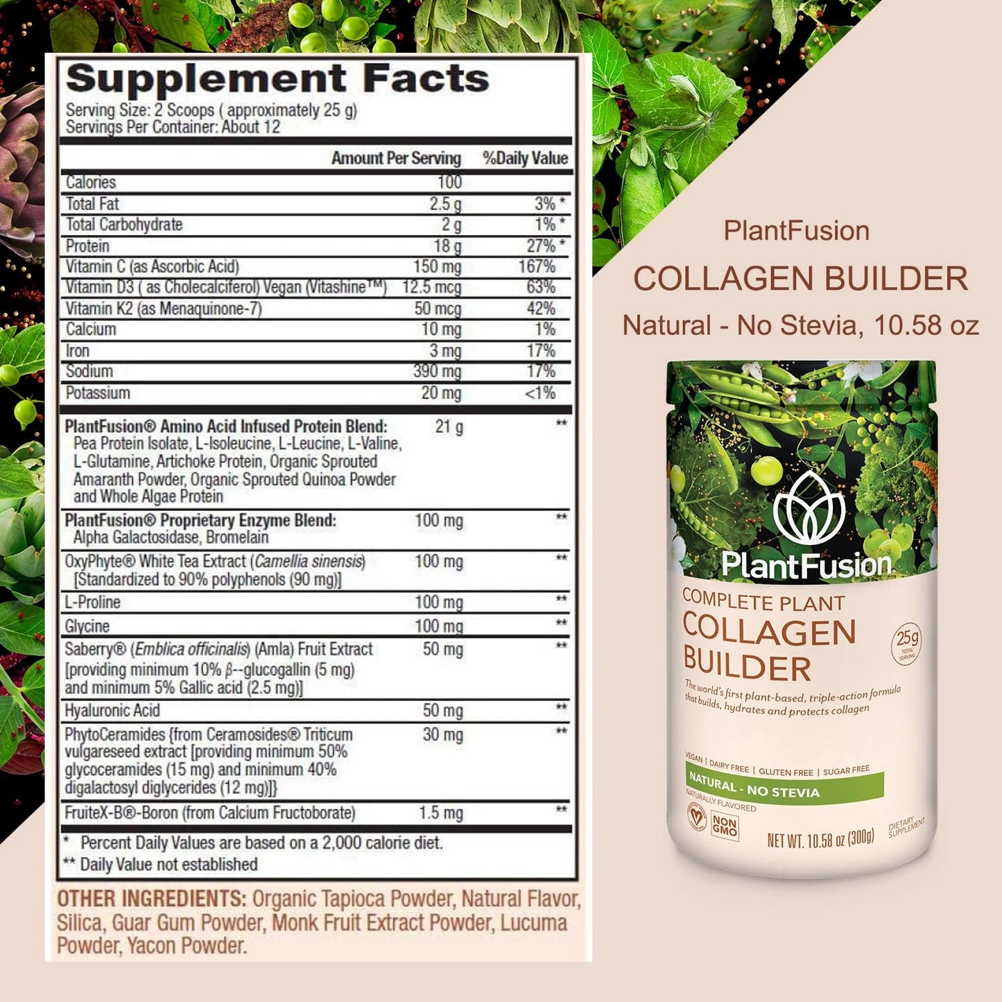 Vegan Protein Powder & Collagen Bundle - Keto, Gluten-Free, Soy-Free, Non-Dairy, No Sugar, Non-GMO - PlantFusion