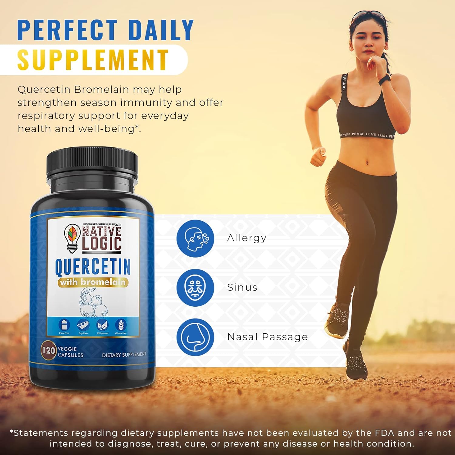 Vegan Quercetin with Bromelain Capsules for Immune and Joint Support, Antioxidant Supplement for Energy, 120 Veggie Caps