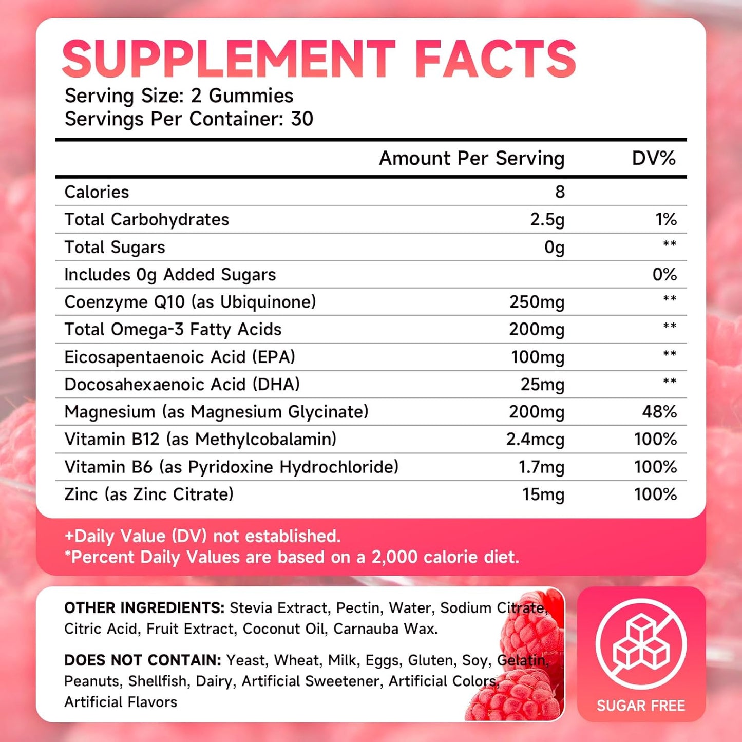 Vegan Raspberry & Peach Flavored CoQ10 Gummies - 250mg High Absorption Supplement for Cellular Energy & Antioxidant Support by MEENCCD