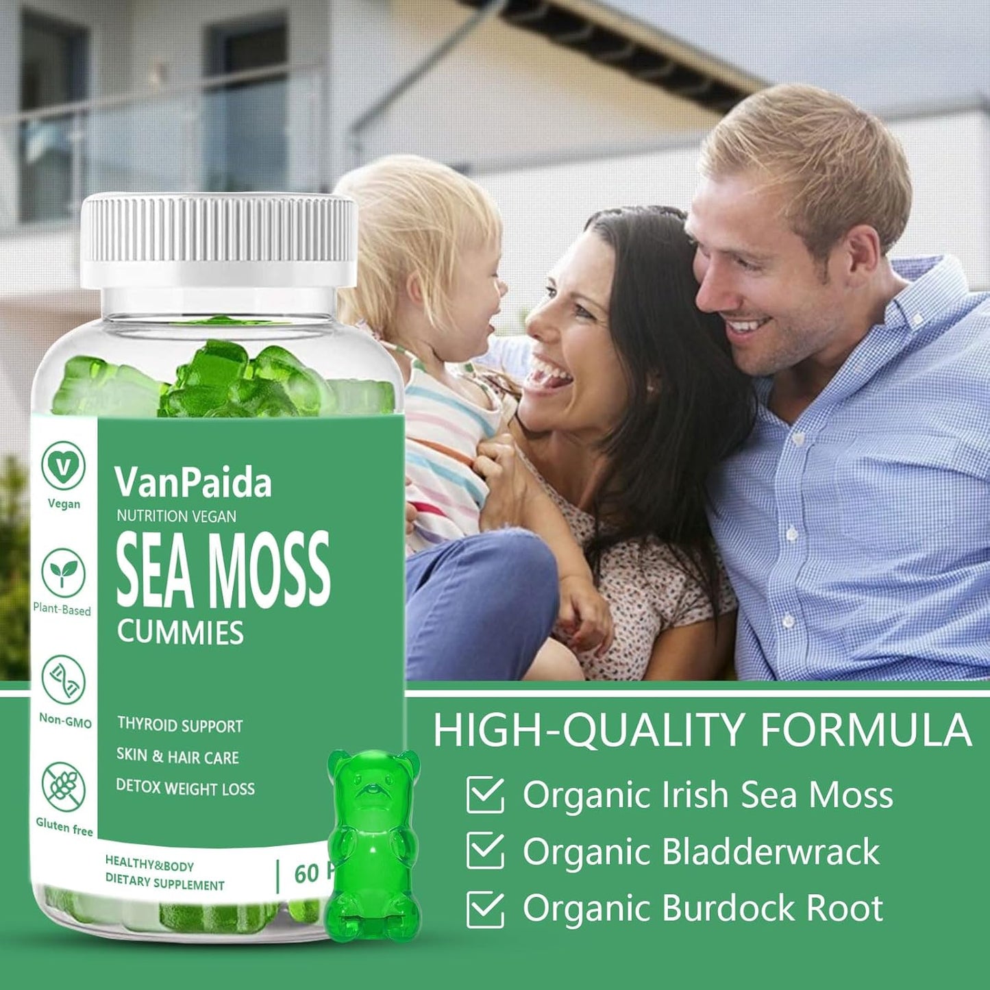 Vegan Sea Moss Gummies with Bladderwrack & Burdock Root for Immune & Joint Support - BoostGo Australia