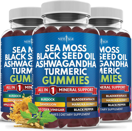 Vegan Sea Moss Gummies with Superfoods and Herbs - 180 Count