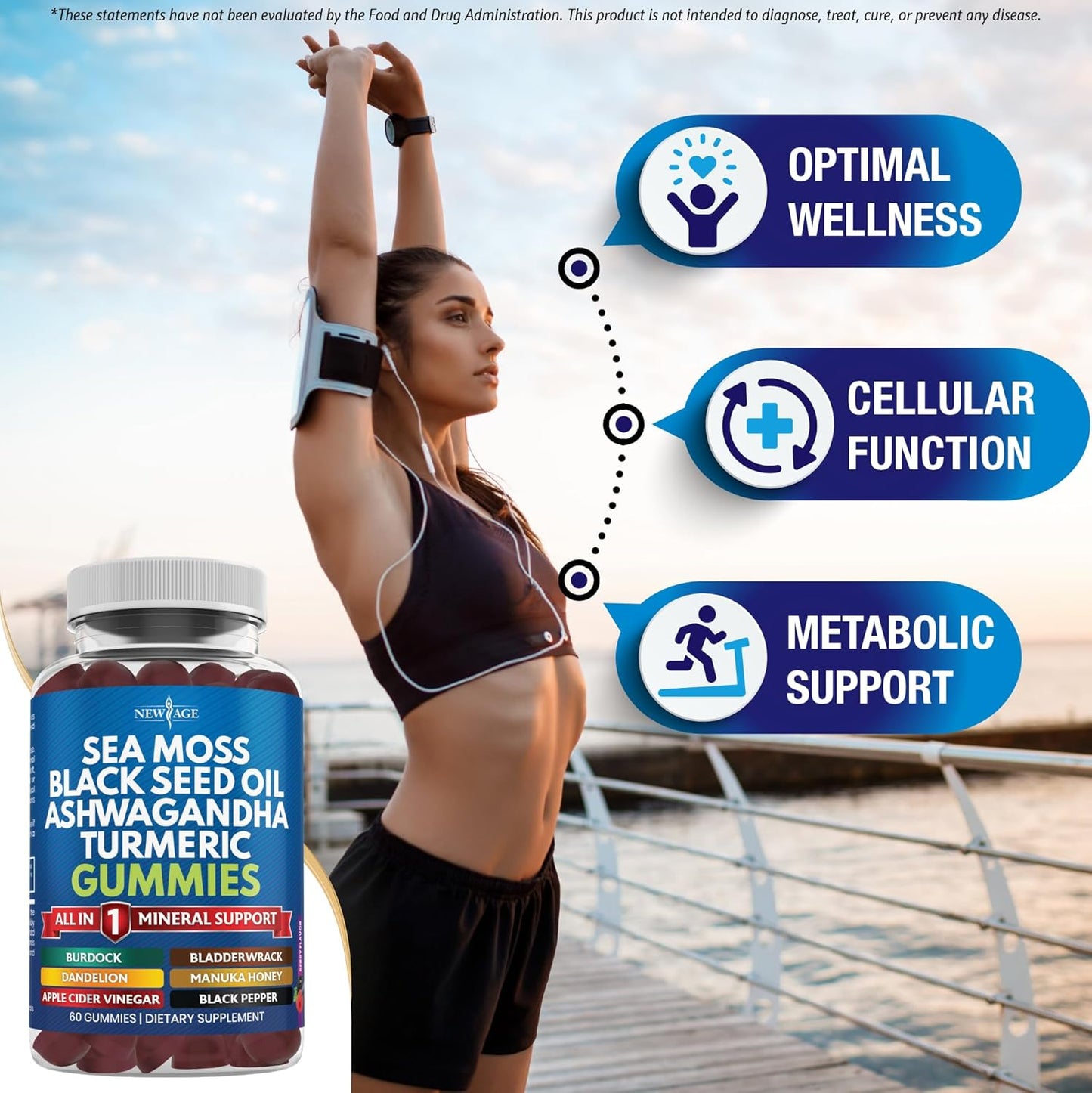 Vegan Sea Moss Gummies with Superfoods and Herbs - 180 Count