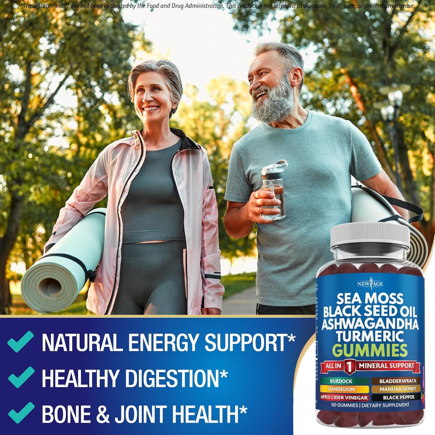Vegan Sea Moss Gummies with Superfoods and Herbs - 180 Count