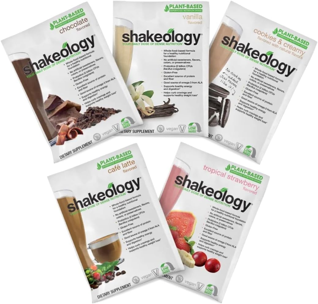 Vegan Shakeology Sampler Pack: Gluten-Free Superfood Protein Shake with Probiotics, Adaptogens, Vitamins, and 16g Plant Protein per Serving