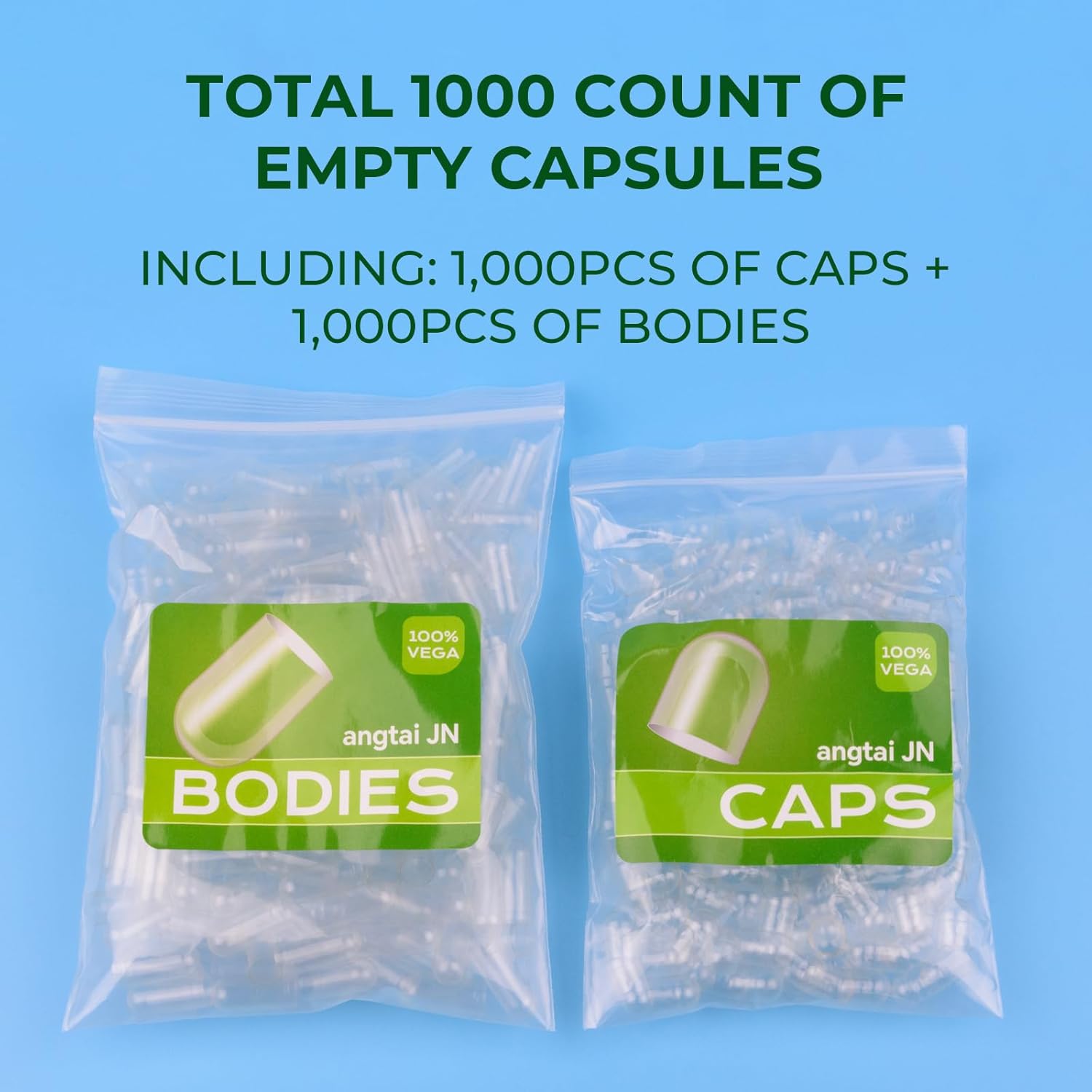 Vegan Size 0 Empty Capsules Filling Kit - 1,000 Caps + 1,000 Bodies, Plant Based, Gluten Free, Non-GMO, Halal Certified Supplement Making Kit for DIY Vegetarians