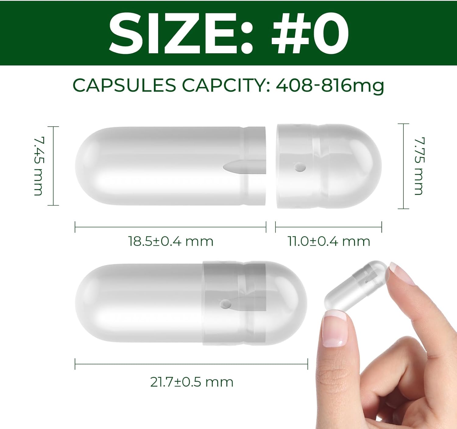 Vegan Size 0 Empty Capsules Filling Kit - 1,000 Caps + 1,000 Bodies, Plant Based, Gluten Free, Non-GMO, Halal Certified Supplement Making Kit for DIY Vegetarians