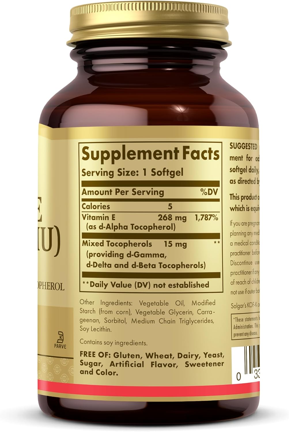 Vegan Softgels with 268 mg Vitamin E, 400 IU - Non-GMO, Gluten Free - 100 Servings - Naturally Sourced