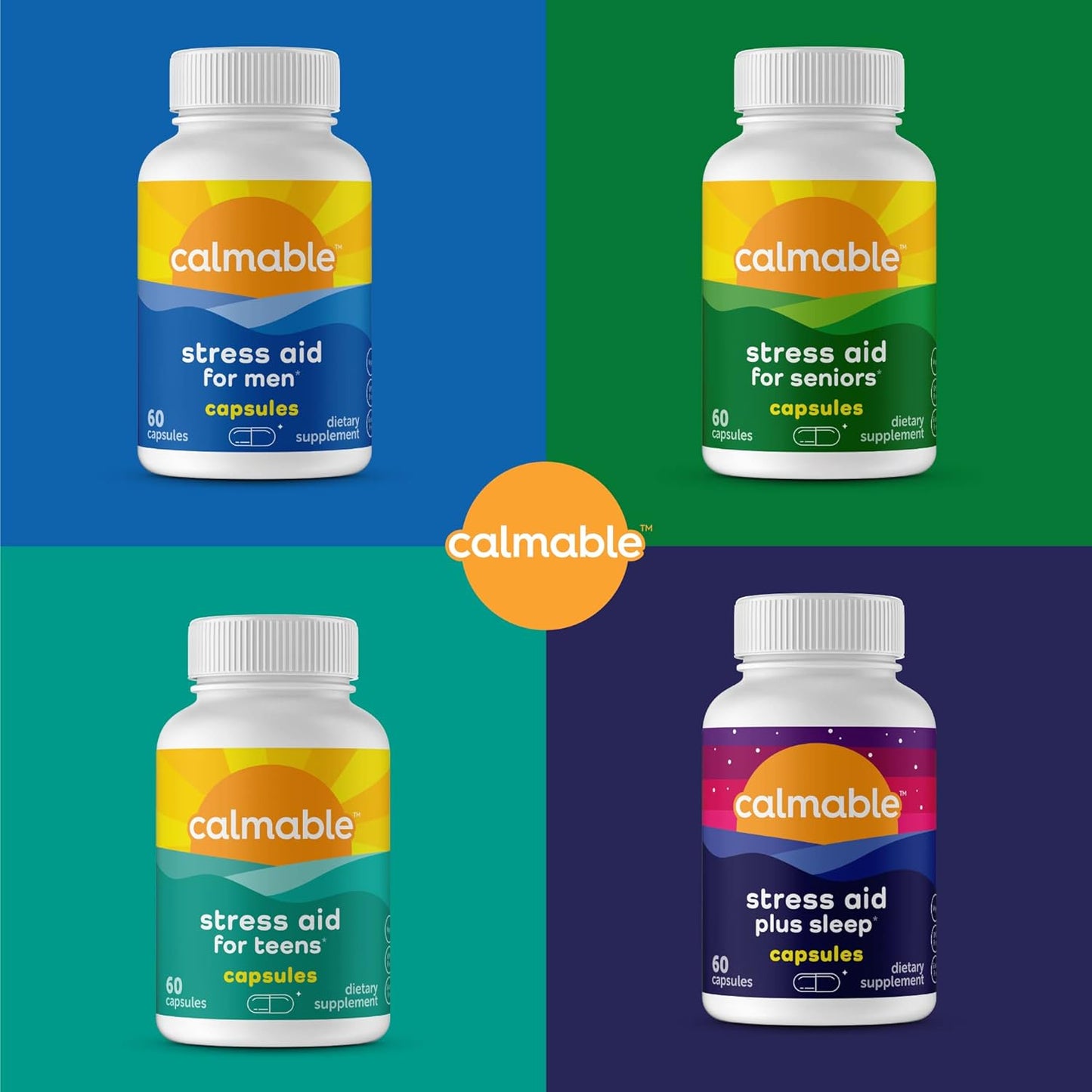 Vegan Stress Relief Capsules for Women with GABA, 5-HTP, Ashwagandha - Vitamin Dietary Supplement - 60 Count