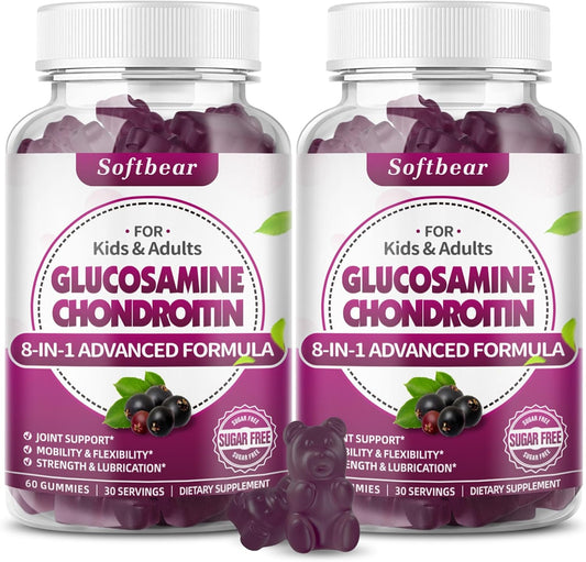 Vegan Sugar-Free Glucosamine Chondroitin MSM Gummies for Joint Health - Elderberry Flavor (120 Gummies)
